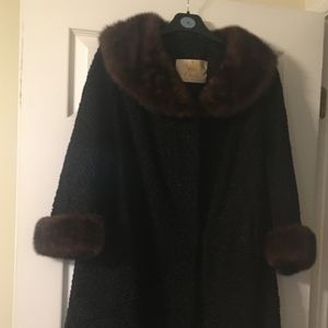Vintage Persian Lamb Fur Coat Mink Collar